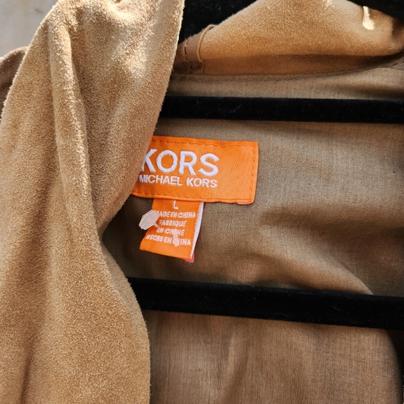 Kors Michael Kors Lamb Leather Open Front Brown Jacket - Picture 2 of 9